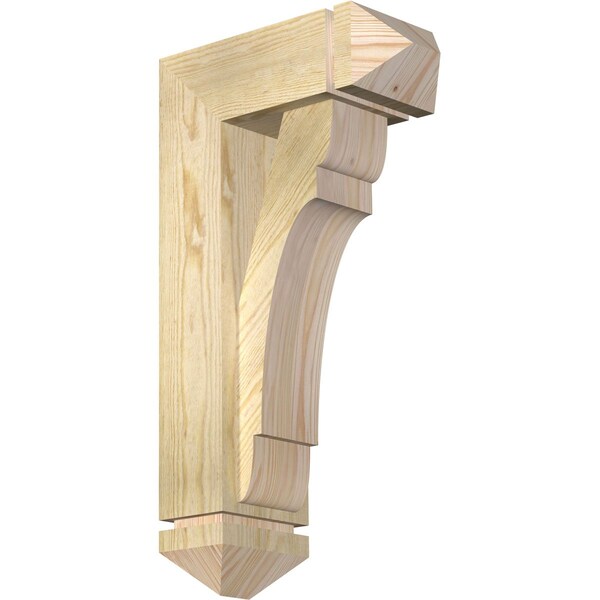 Ekena Millwork Olympic Arts and Crafts Rough Sawn Bracket w/ Offset Brace, Douglas Fir, 6"W x 14"D x 26"H BKT0604X14X26OLY03RDF - main